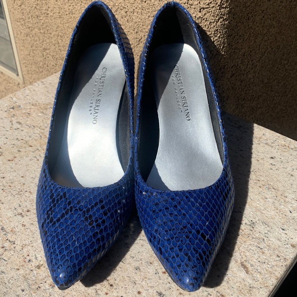 Christian Siriano blue heels